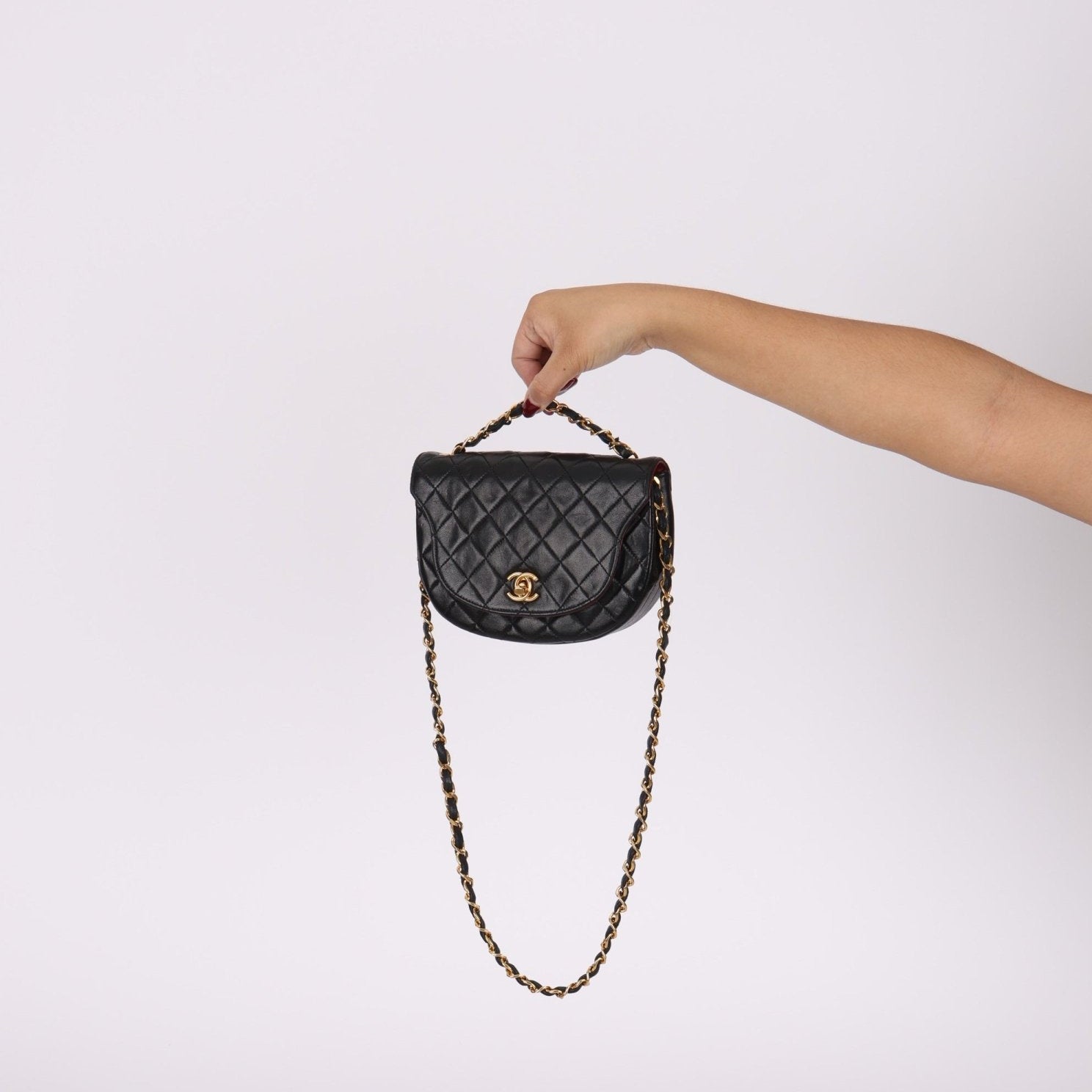 Chanel 1986 Lambskin Crescent Mini Flap - FashioNica