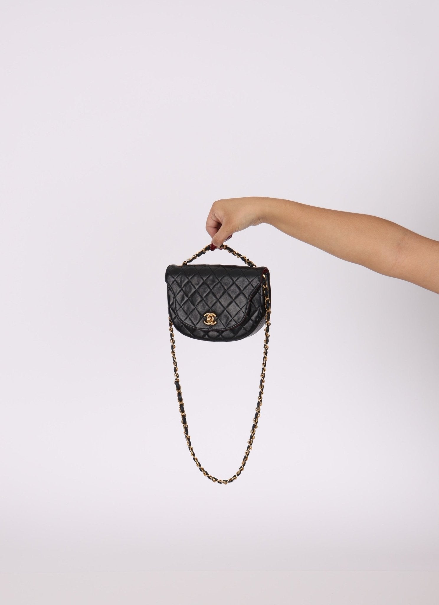 Chanel 1986 Lambskin Crescent Mini Flap - FashioNica