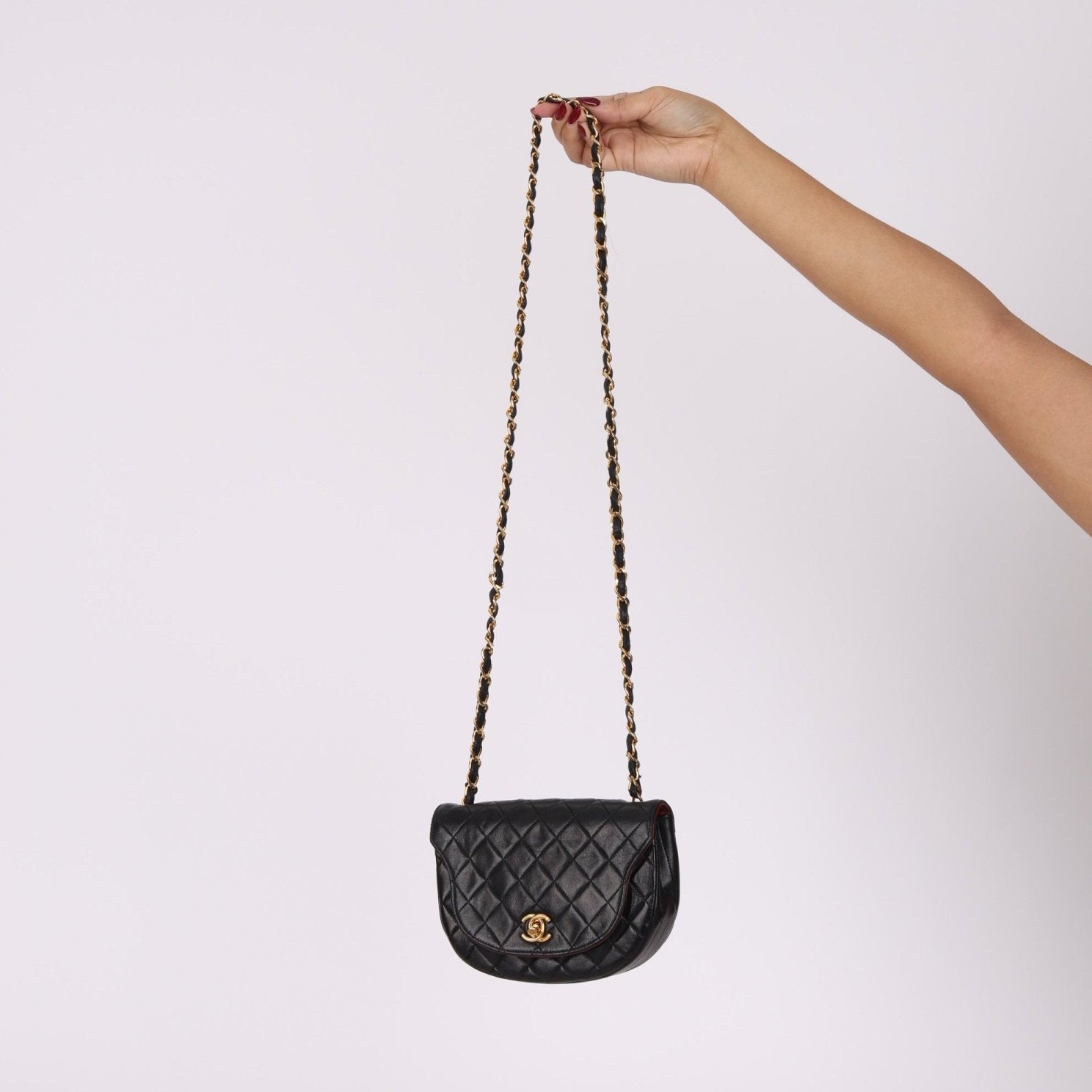 Chanel 1986 Lambskin Crescent Mini Flap - FashioNica