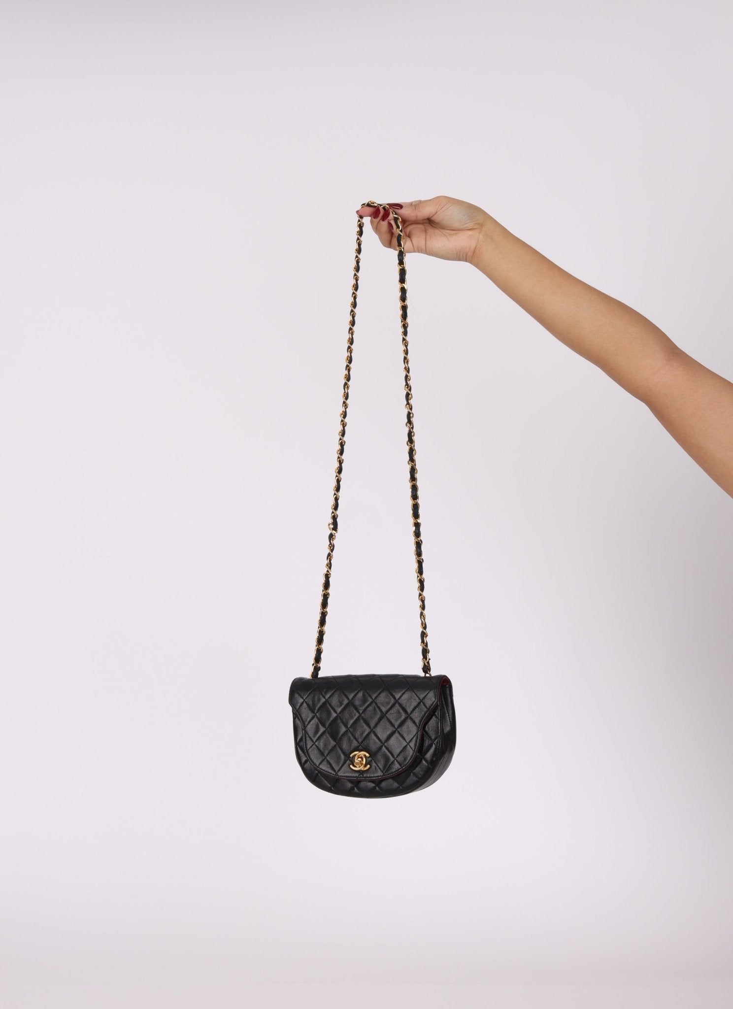 Chanel 1986 Lambskin Crescent Mini Flap - FashioNica