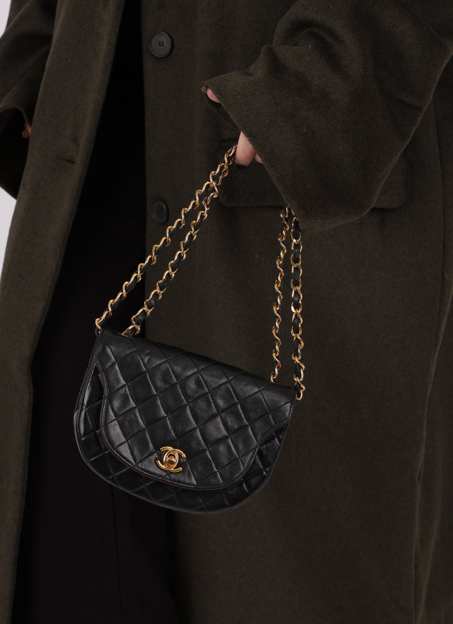 Chanel 1986 Lambskin Crescent Mini Flap - FashioNica