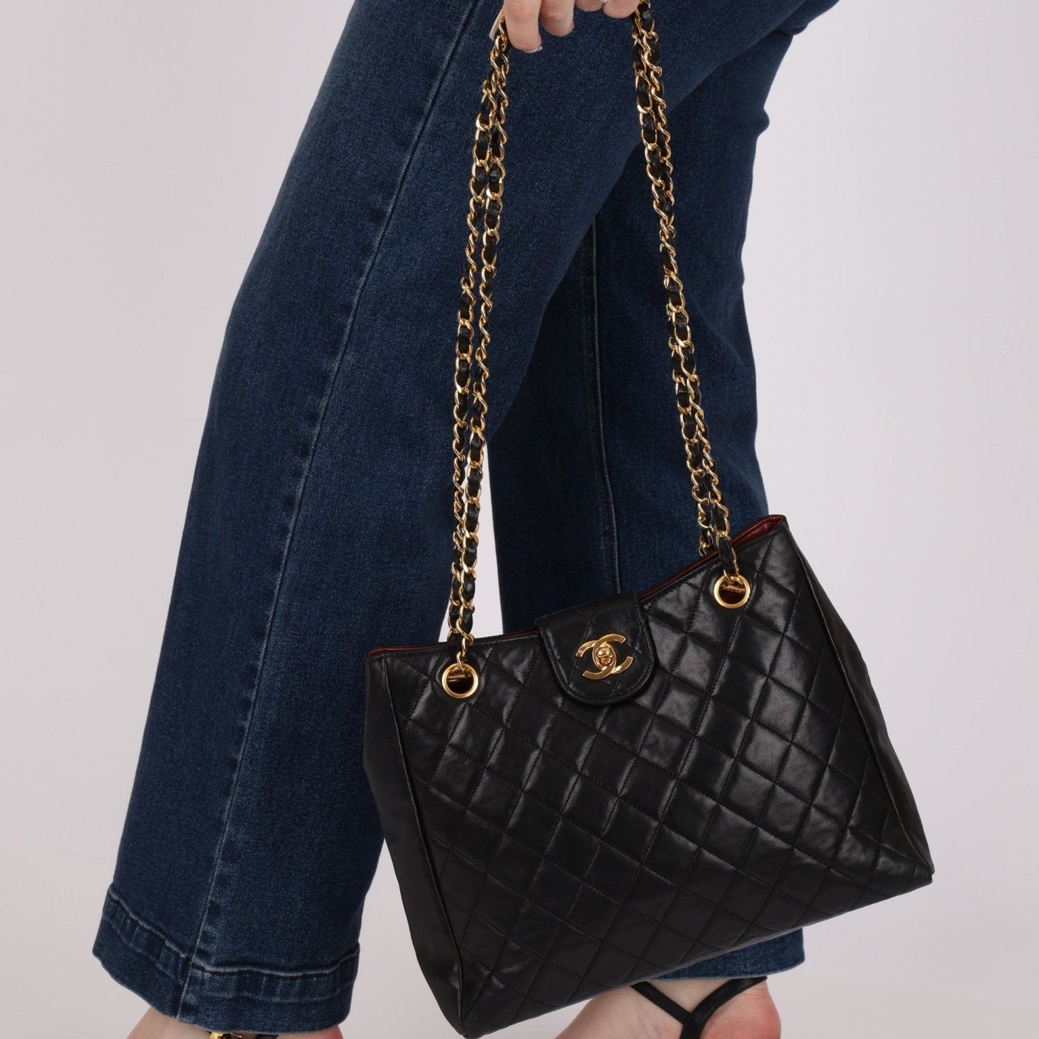 Chanel 1986 Lambskin Turnlock Chain Tote 24K GP - FashioNica