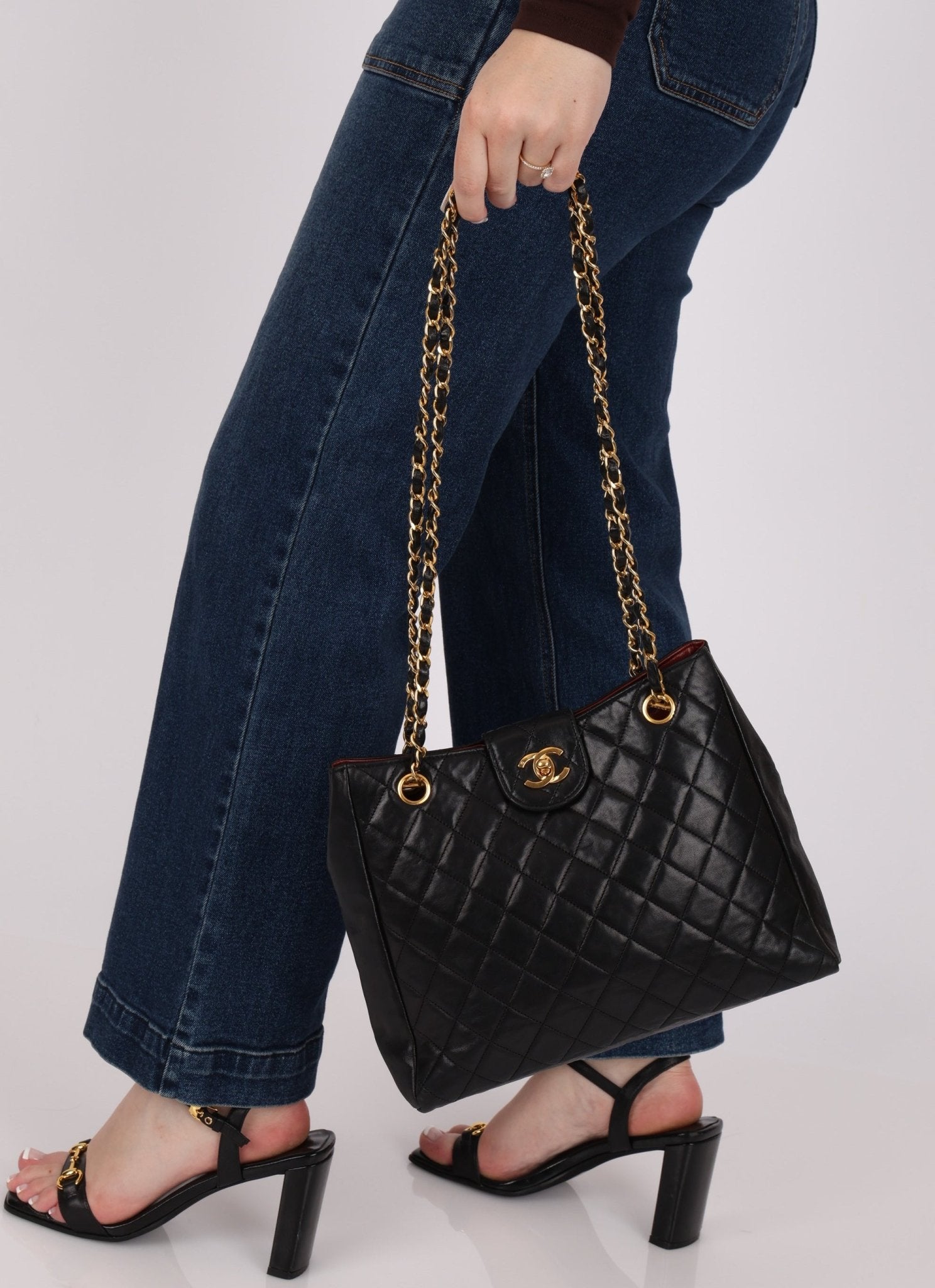 Chanel 1986 Lambskin Turnlock Chain Tote 24K GP - FashioNica