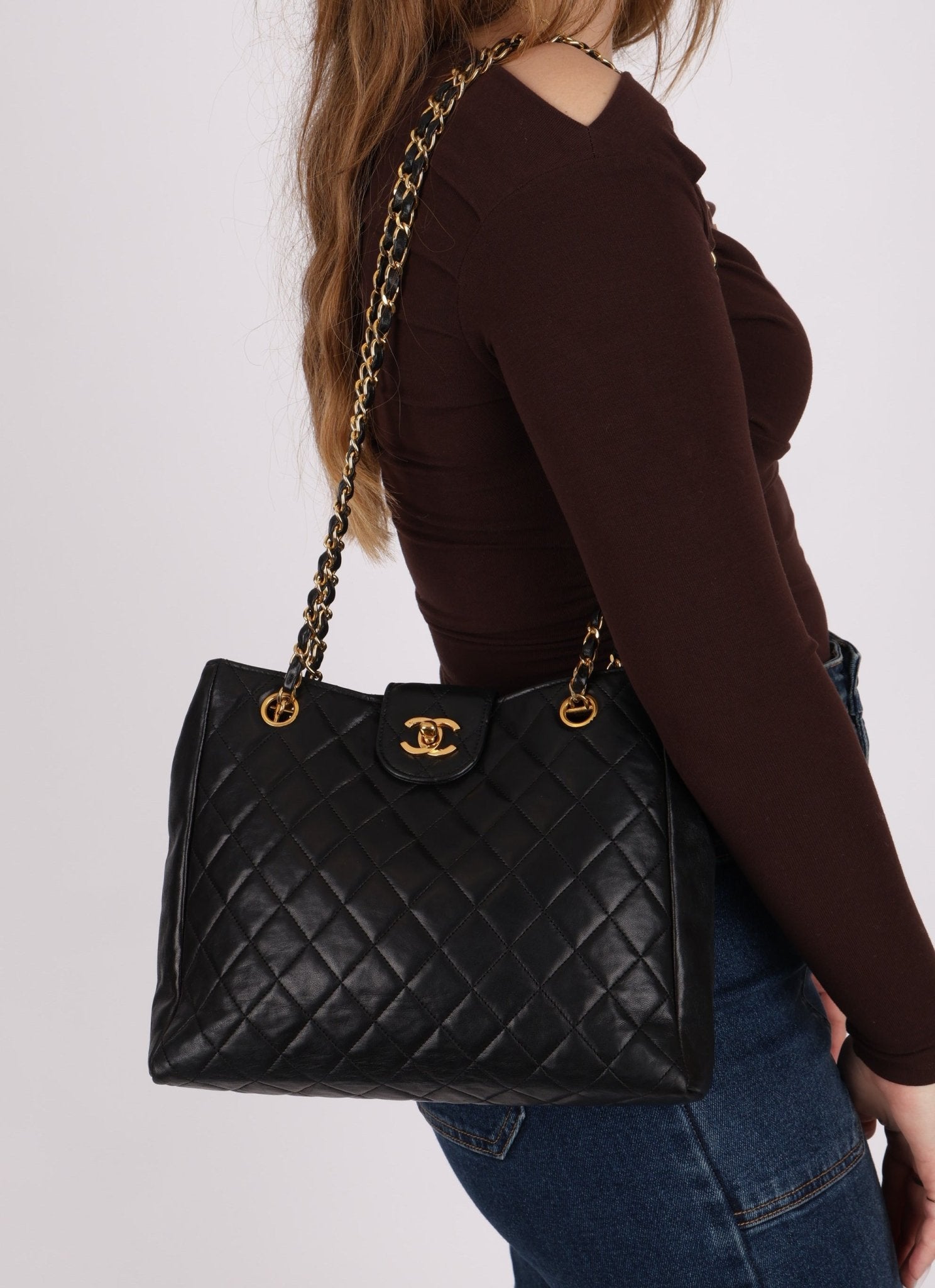 Chanel 1986 Lambskin Turnlock Chain Tote 24K GP - FashioNica