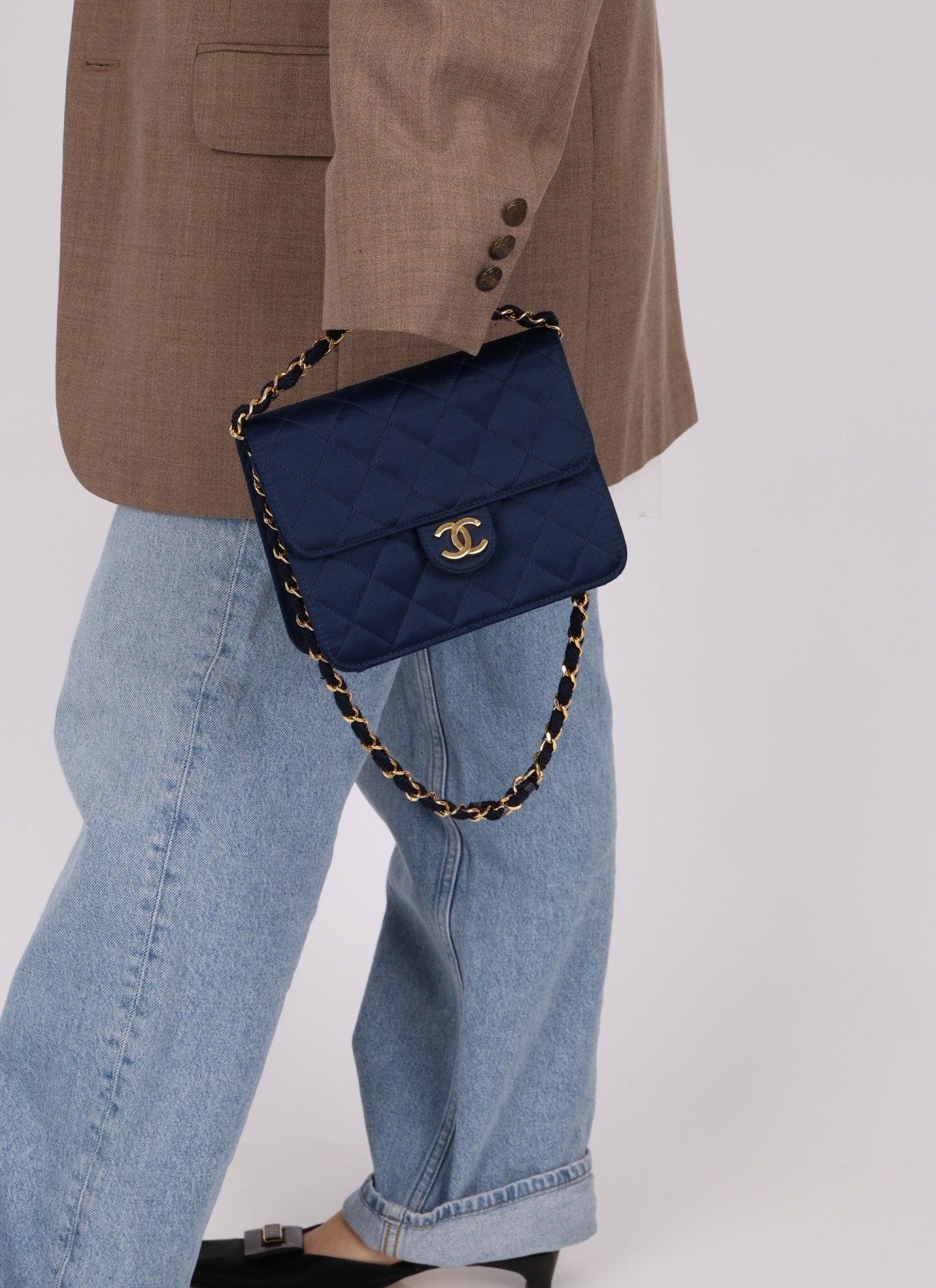 Chanel 1986 Midnight Satin Square Mini Flap - FashioNica