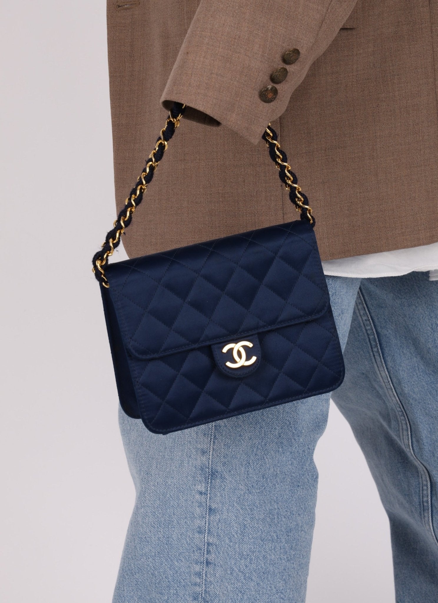 Chanel 1986 Midnight Satin Square Mini Flap - FashioNica