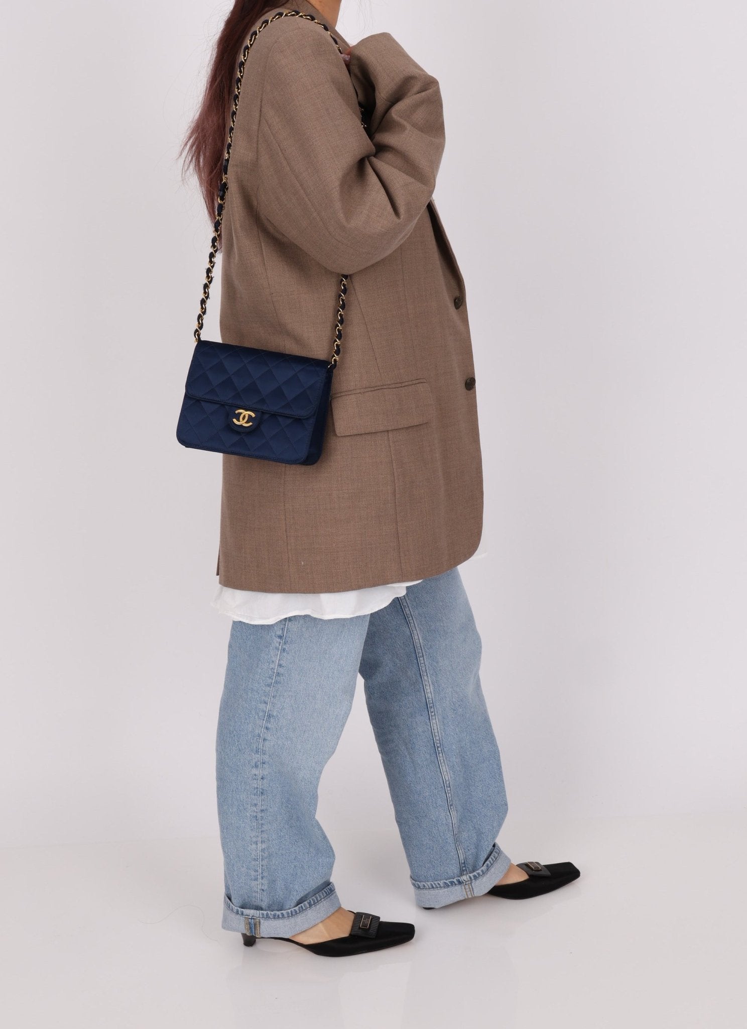 Chanel 1986 Midnight Satin Square Mini Flap - FashioNica