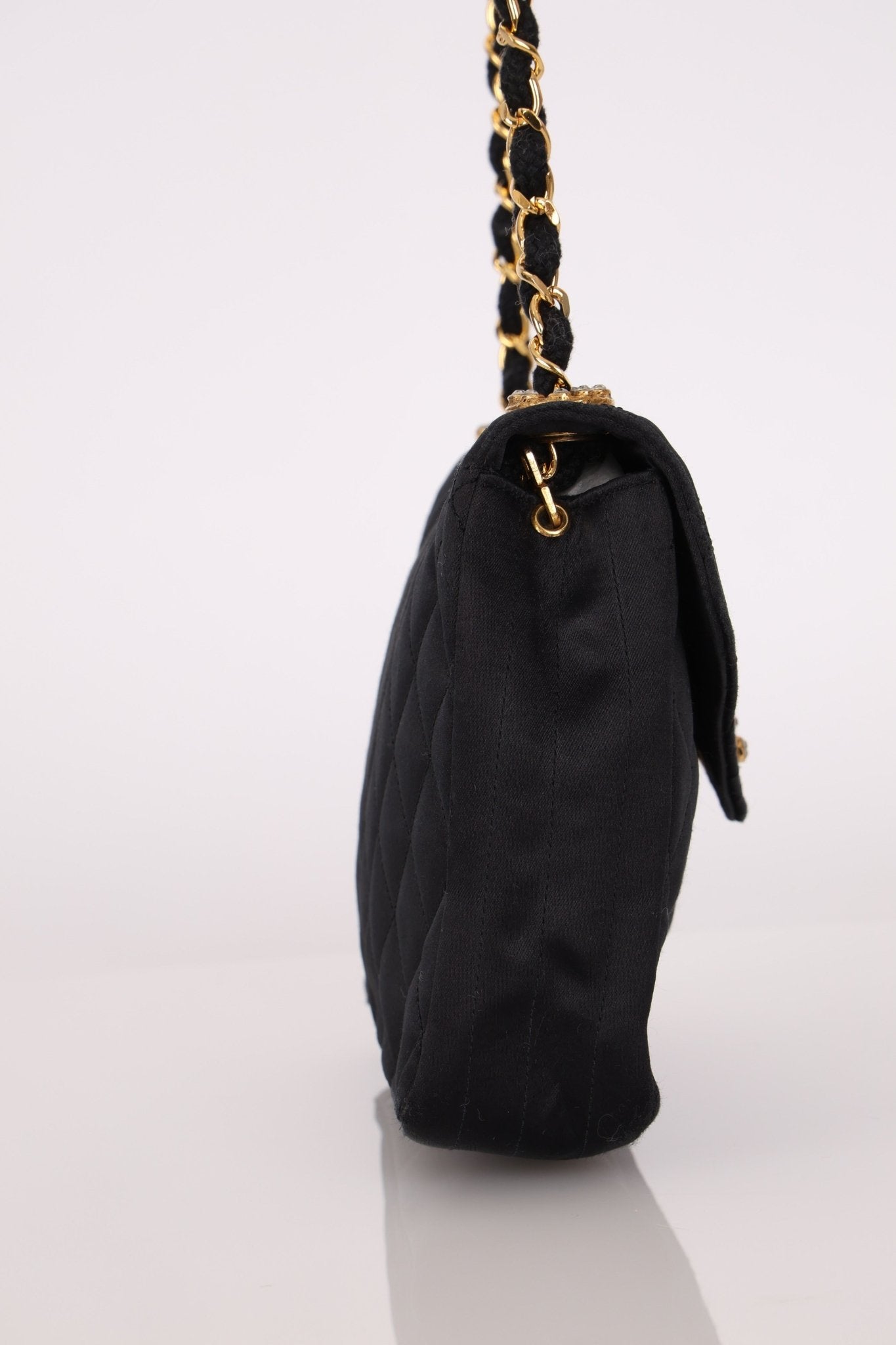 Chanel 1987 Satin Envelope Precious Crystal CC Square Flap 24K GP - FashioNica