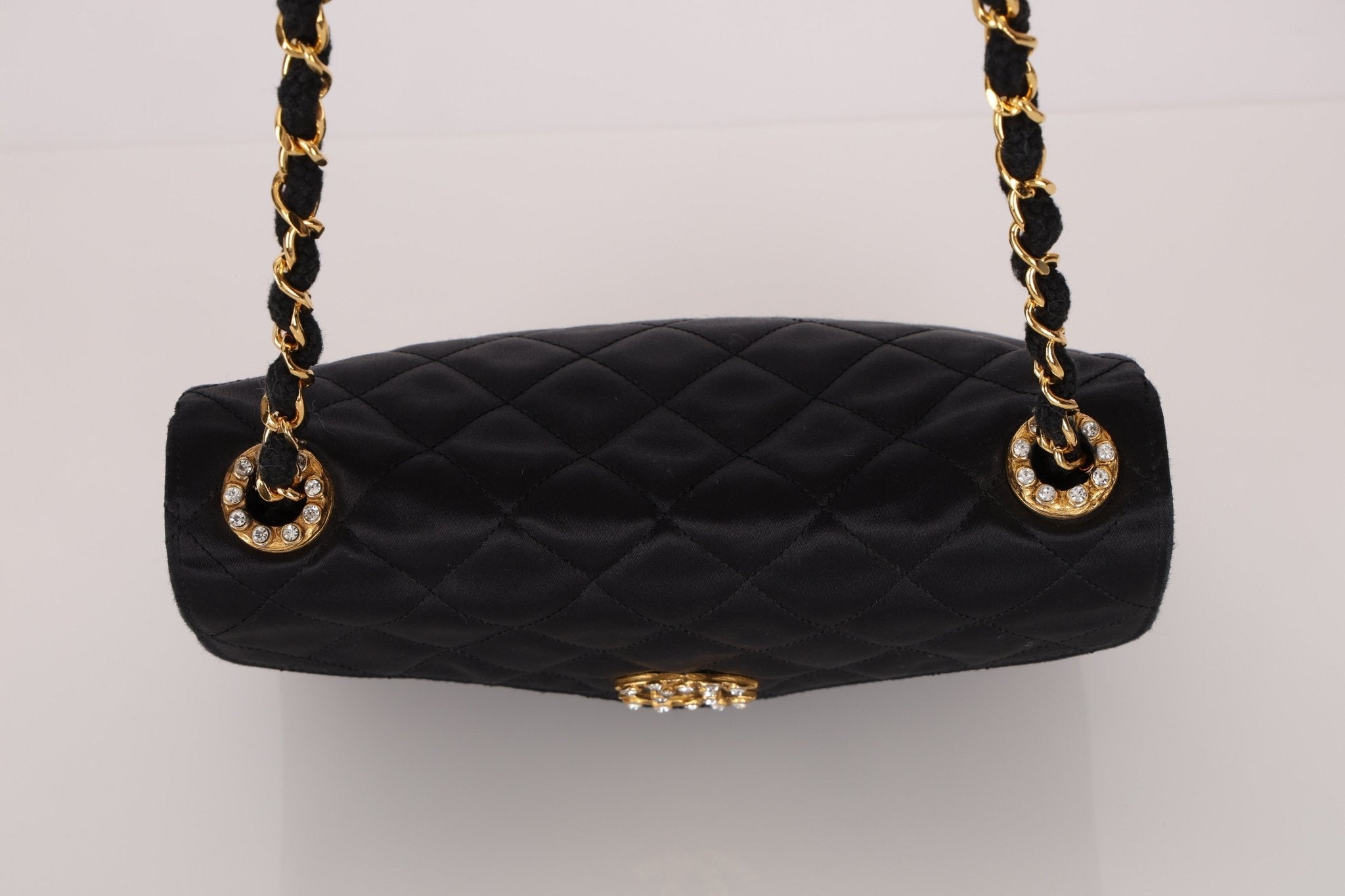 Chanel 1987 Satin Envelope Precious Crystal CC Square Flap 24K GP - FashioNica