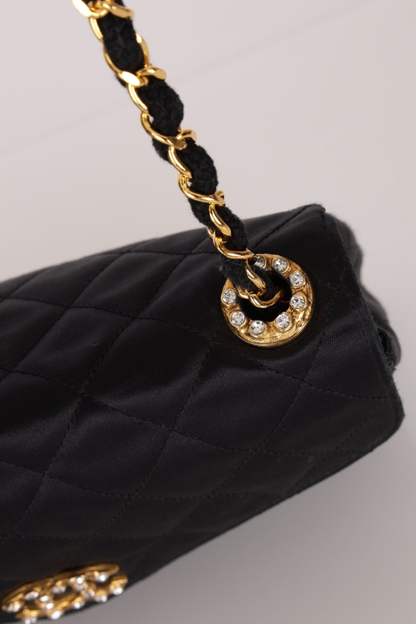 Chanel 1987 Satin Envelope Precious Crystal CC Square Flap 24K GP - FashioNica