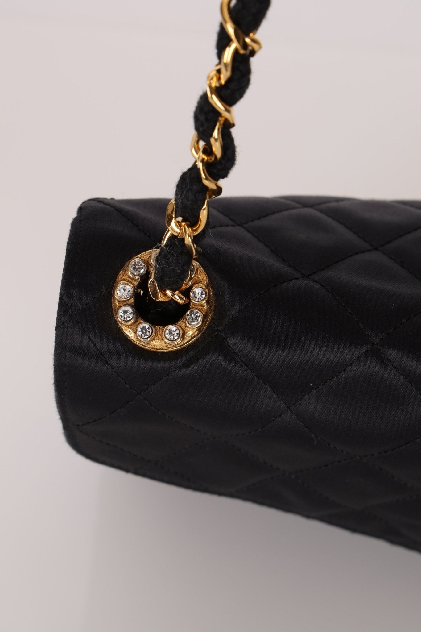 Chanel 1987 Satin Envelope Precious Crystal CC Square Flap 24K GP - FashioNica