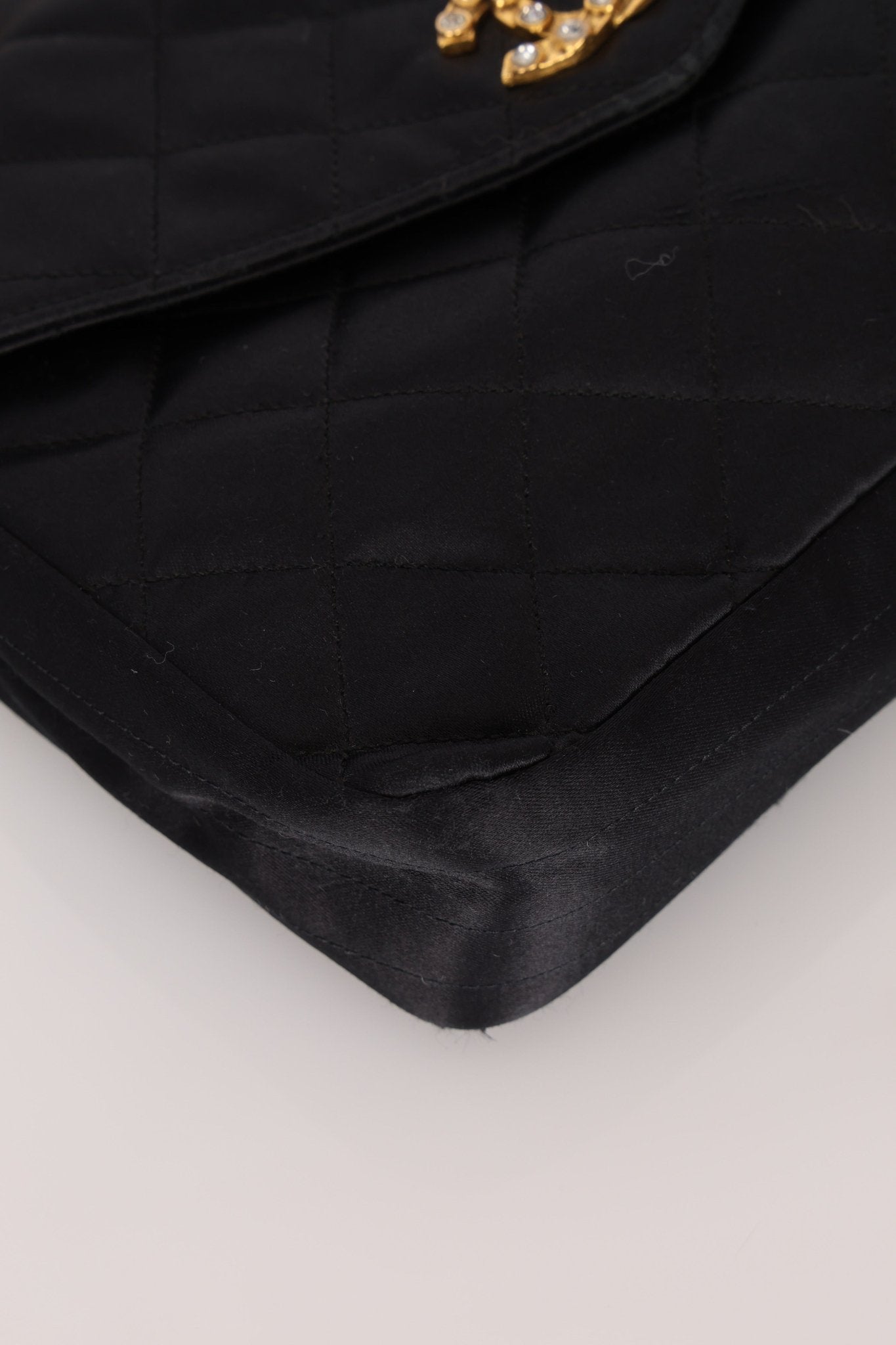 Chanel 1987 Satin Envelope Precious Crystal CC Square Flap 24K GP - FashioNica