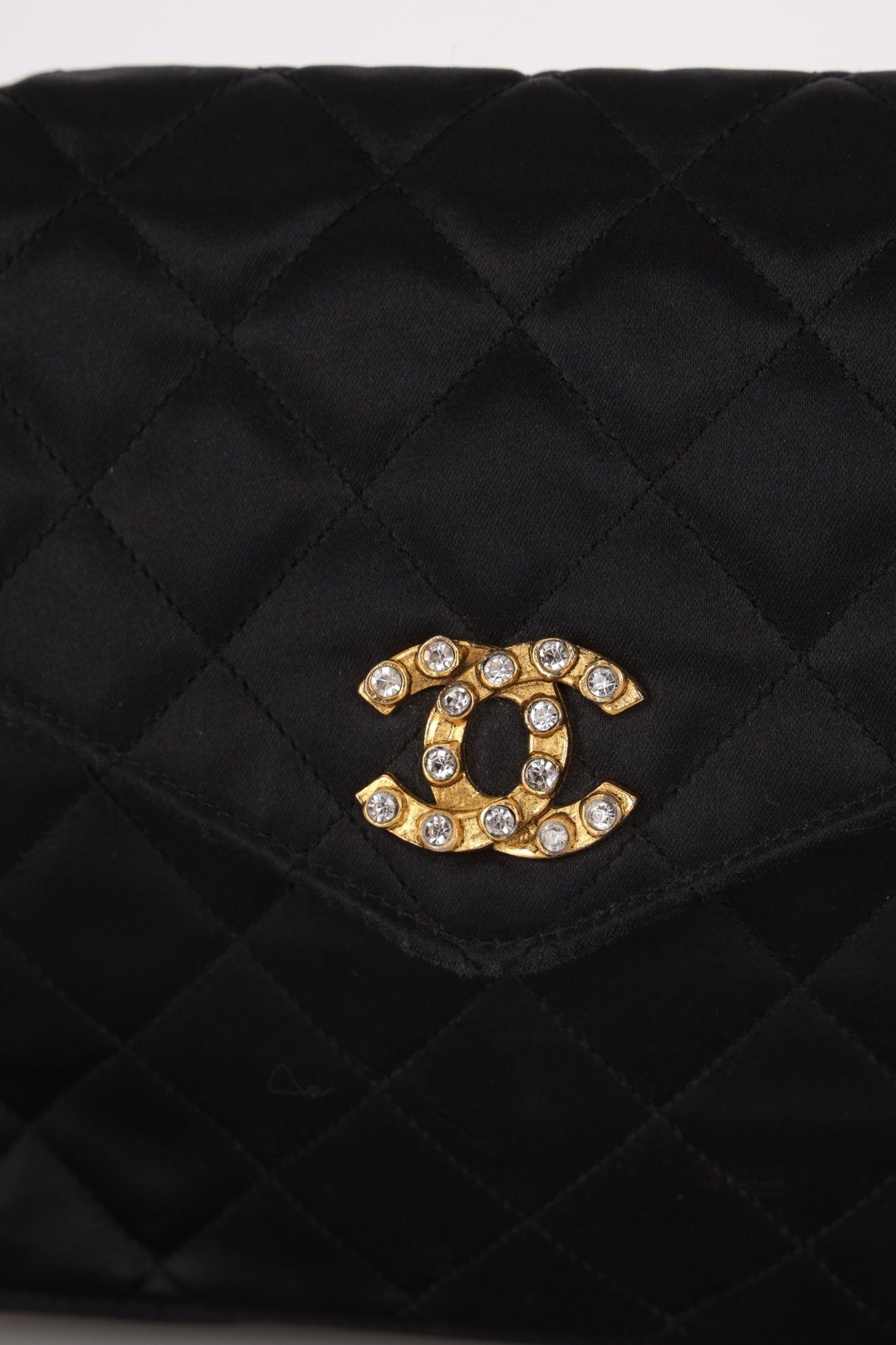 Chanel 1987 Satin Envelope Precious Crystal CC Square Flap 24K GP - FashioNica