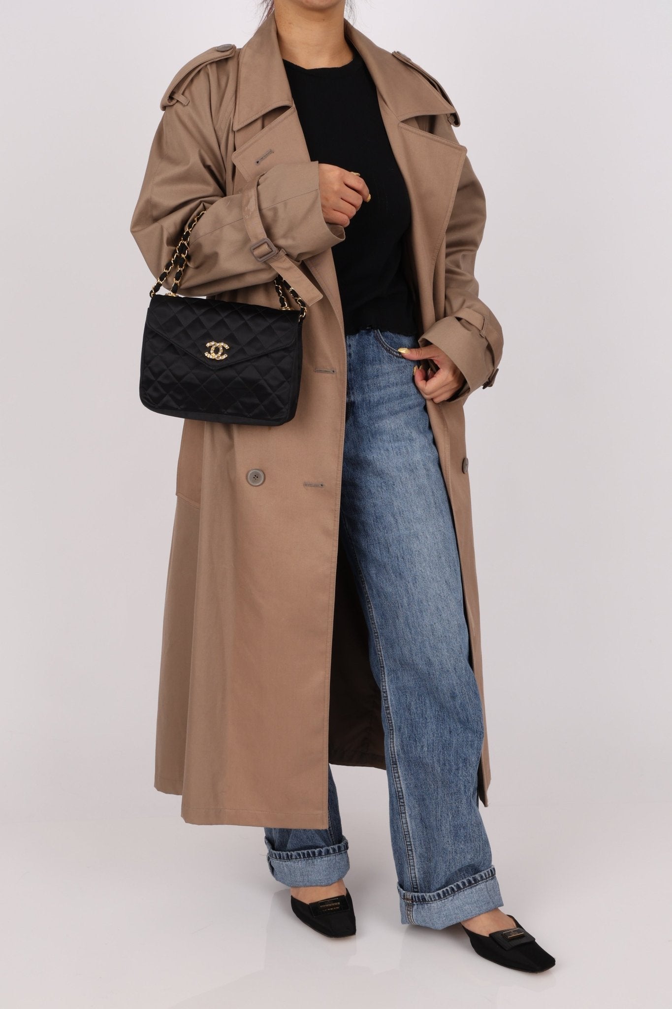 Chanel 1987 Satin Envelope Precious Crystal CC Square Flap 24K GP - FashioNica