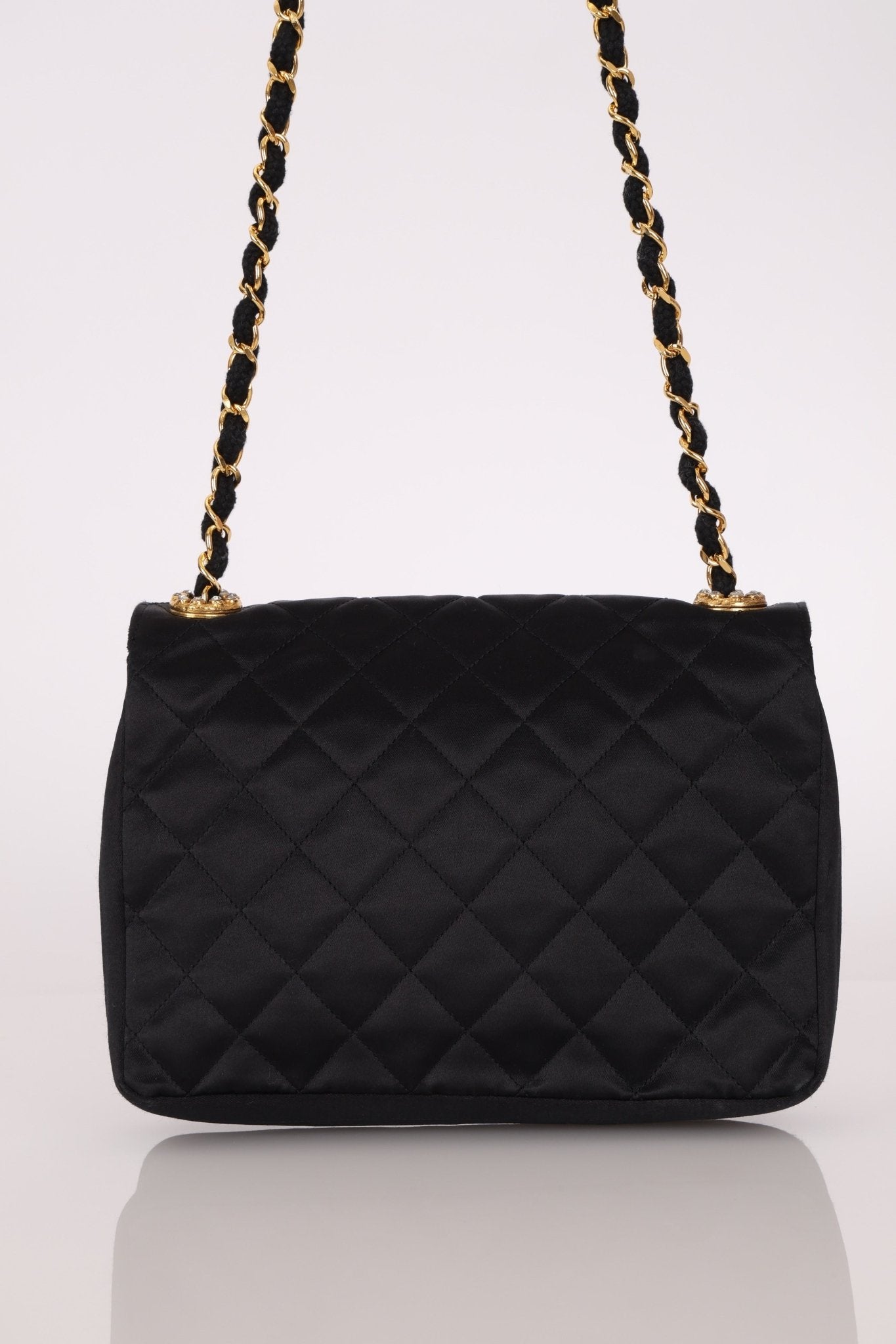 Chanel 1987 Satin Envelope Precious Crystal CC Square Flap 24K GP - FashioNica