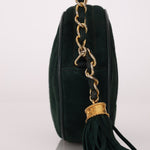 Chanel 1988 Green Suede Oval Tassel Camera Bag 24K GP - FashioNica