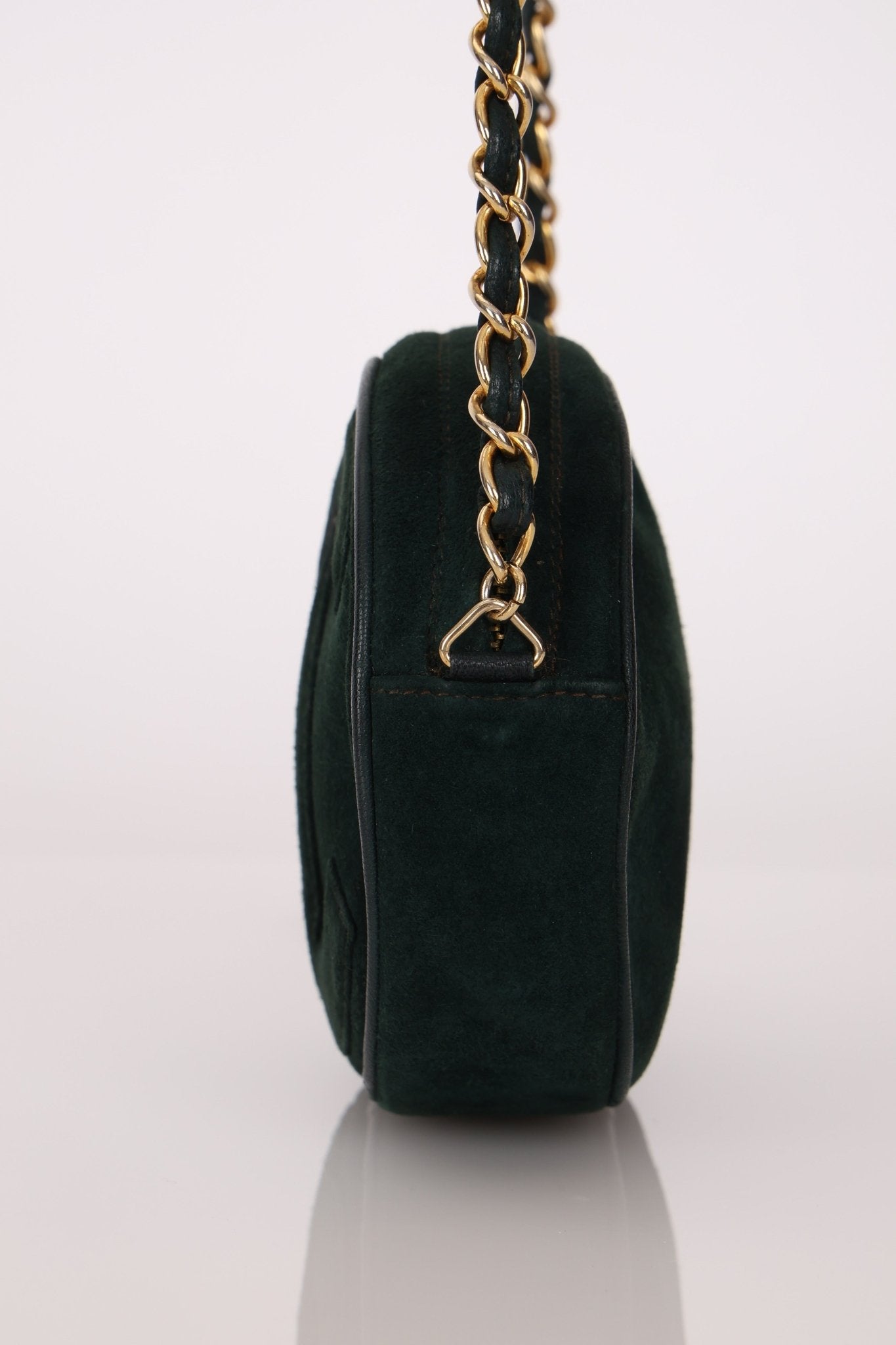 Chanel 1988 Green Suede Oval Tassel Camera Bag 24K GP - FashioNica