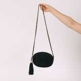 Chanel 1988 Green Suede Oval Tassel Camera Bag 24K GP - FashioNica