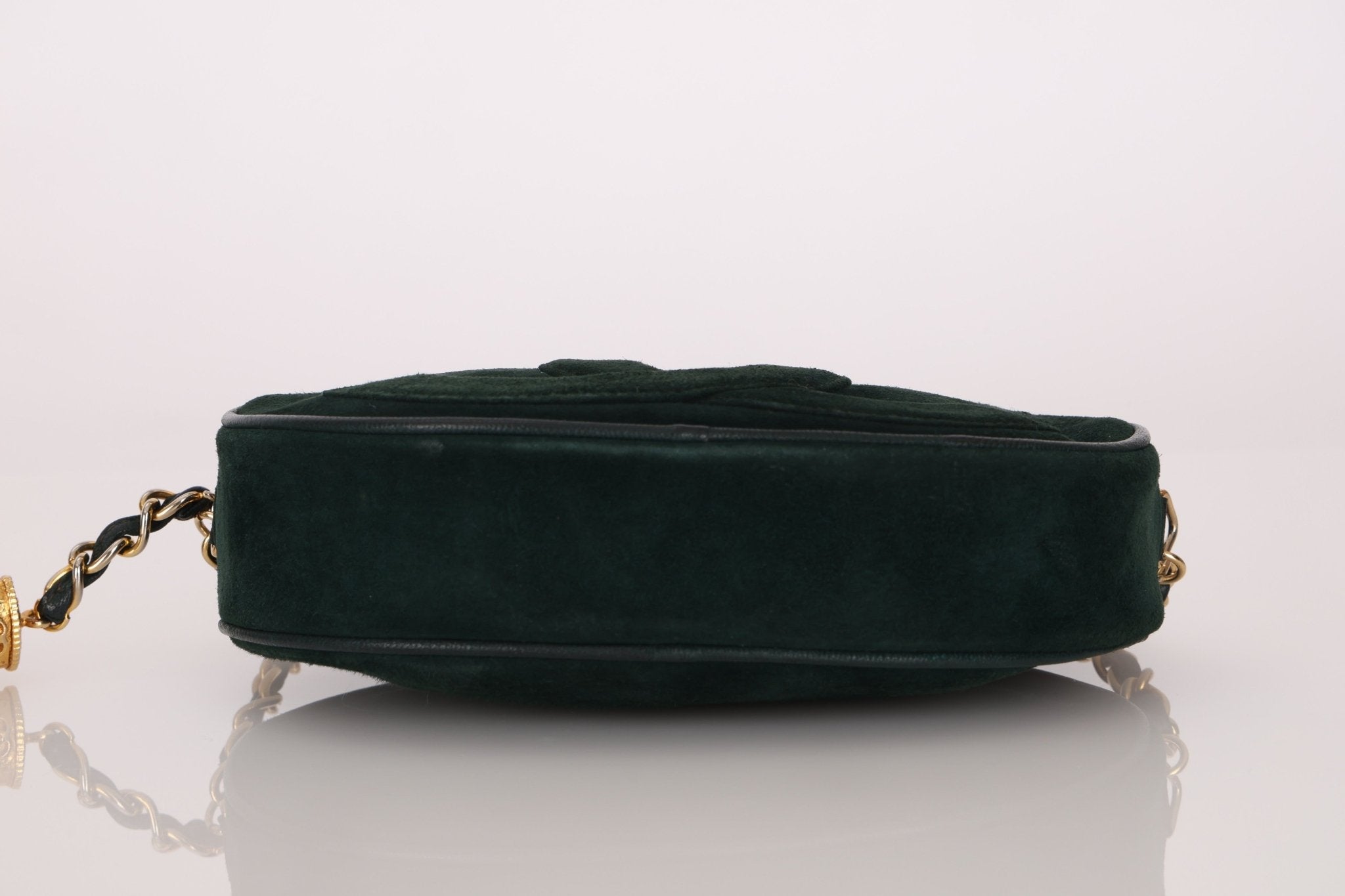 Chanel 1988 Green Suede Oval Tassel Camera Bag 24K GP - FashioNica