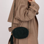 Chanel 1988 Green Suede Oval Tassel Camera Bag 24K GP - FashioNica