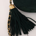 Chanel 1988 Green Suede Oval Tassel Camera Bag 24K GP - FashioNica