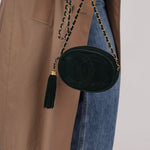 Chanel 1988 Green Suede Oval Tassel Camera Bag 24K GP - FashioNica