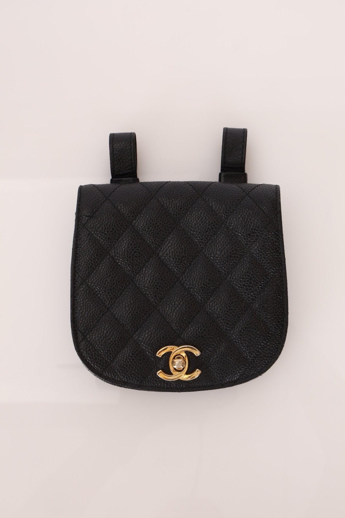 Chanel 1989 24K GP Caviar Turnlock Flap Waist Bag - FashioNica