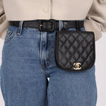 Chanel 1989 24K GP Caviar Turnlock Flap Waist Bag - FashioNica
