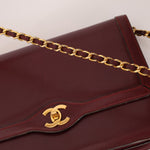 Chanel 1989 Bordeaux Boxcalf Coco Luxe Frame Single Flap - FashioNica