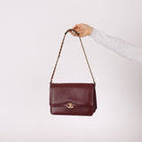 Chanel 1989 Bordeaux Boxcalf Coco Luxe Frame Single Flap - FashioNica