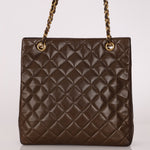 Chanel 1989 Chocolate Lambskin Chain Tote - FashioNica