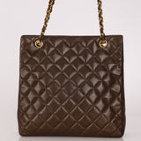 Chanel 1989 Chocolate Lambskin Chain Tote - FashioNica