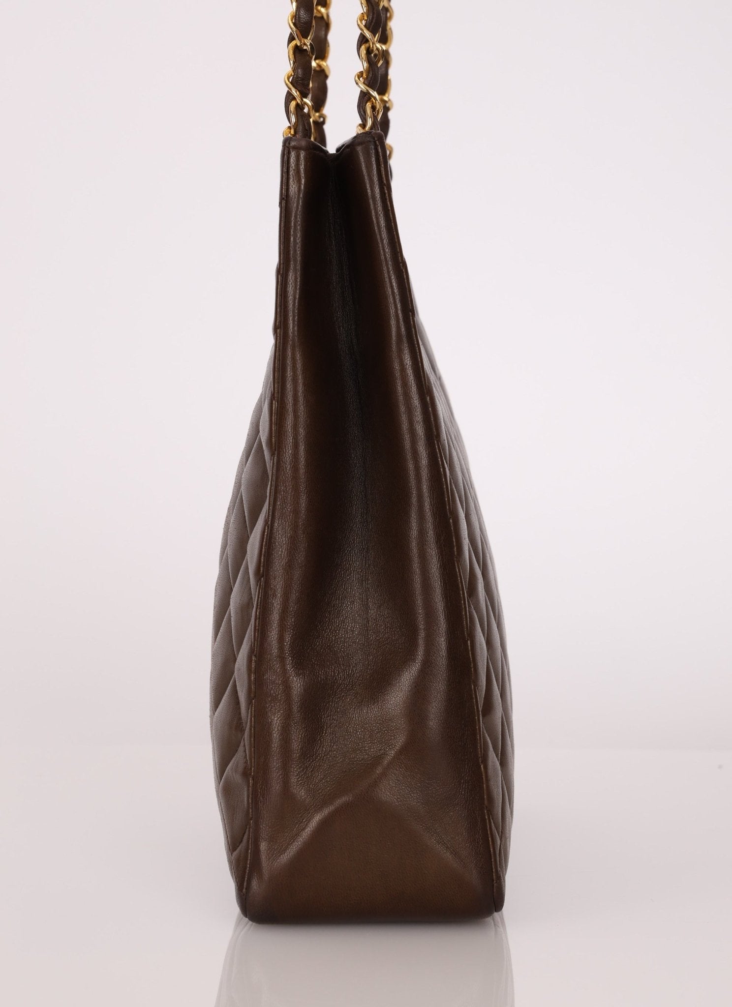 Chanel 1989 Chocolate Lambskin Chain Tote - FashioNica