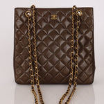 Chanel 1989 Chocolate Lambskin Chain Tote - FashioNica