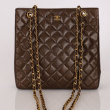 Chanel 1989 Chocolate Lambskin Chain Tote - FashioNica