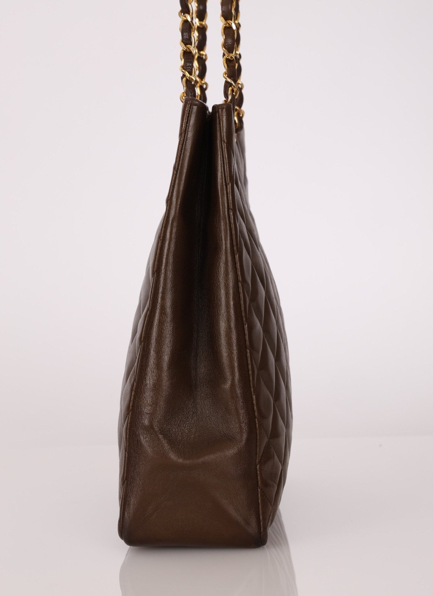 Chanel 1989 Chocolate Lambskin Chain Tote - FashioNica