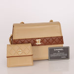 Chanel 1989 Lambskin Two - Tone Trapezoid Single Flap w/ Cardholder - FashioNica