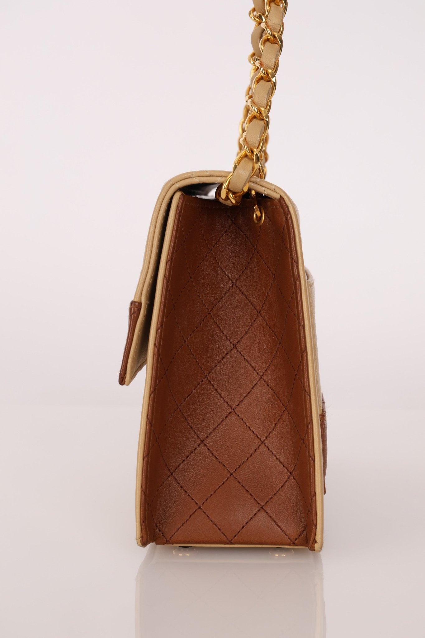 Chanel 1989 Lambskin Two - Tone Trapezoid Single Flap w/ Cardholder - FashioNica