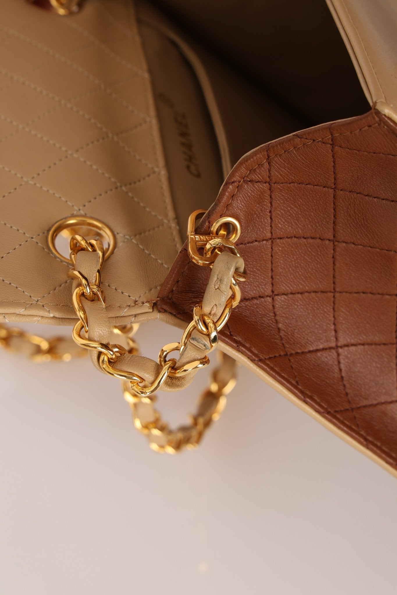 Chanel 1989 Lambskin Two - Tone Trapezoid Single Flap w/ Cardholder - FashioNica