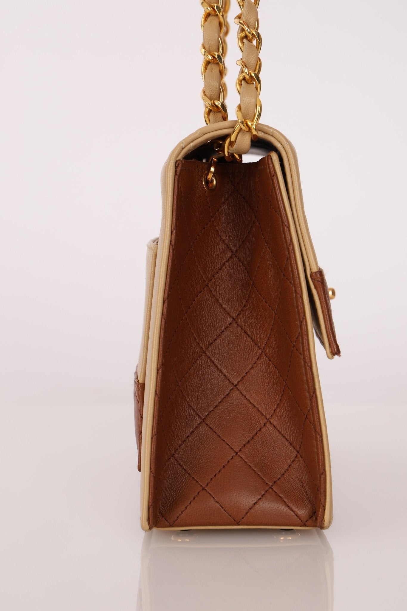 Chanel 1989 Lambskin Two - Tone Trapezoid Single Flap w/ Cardholder - FashioNica