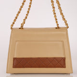 Chanel 1989 Lambskin Two - Tone Trapezoid Single Flap w/ Cardholder - FashioNica