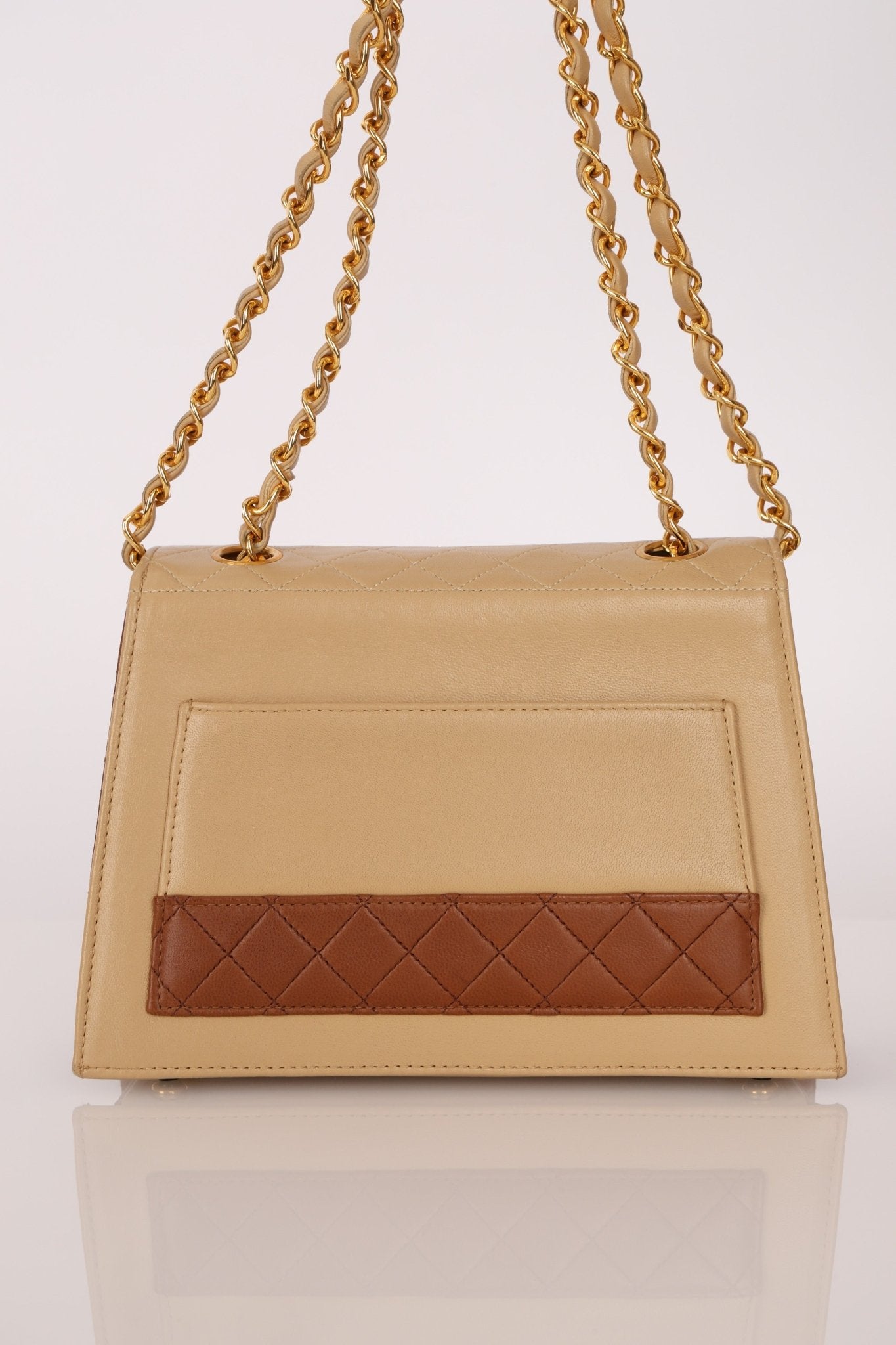 Chanel 1989 Lambskin Two - Tone Trapezoid Single Flap w/ Cardholder - FashioNica