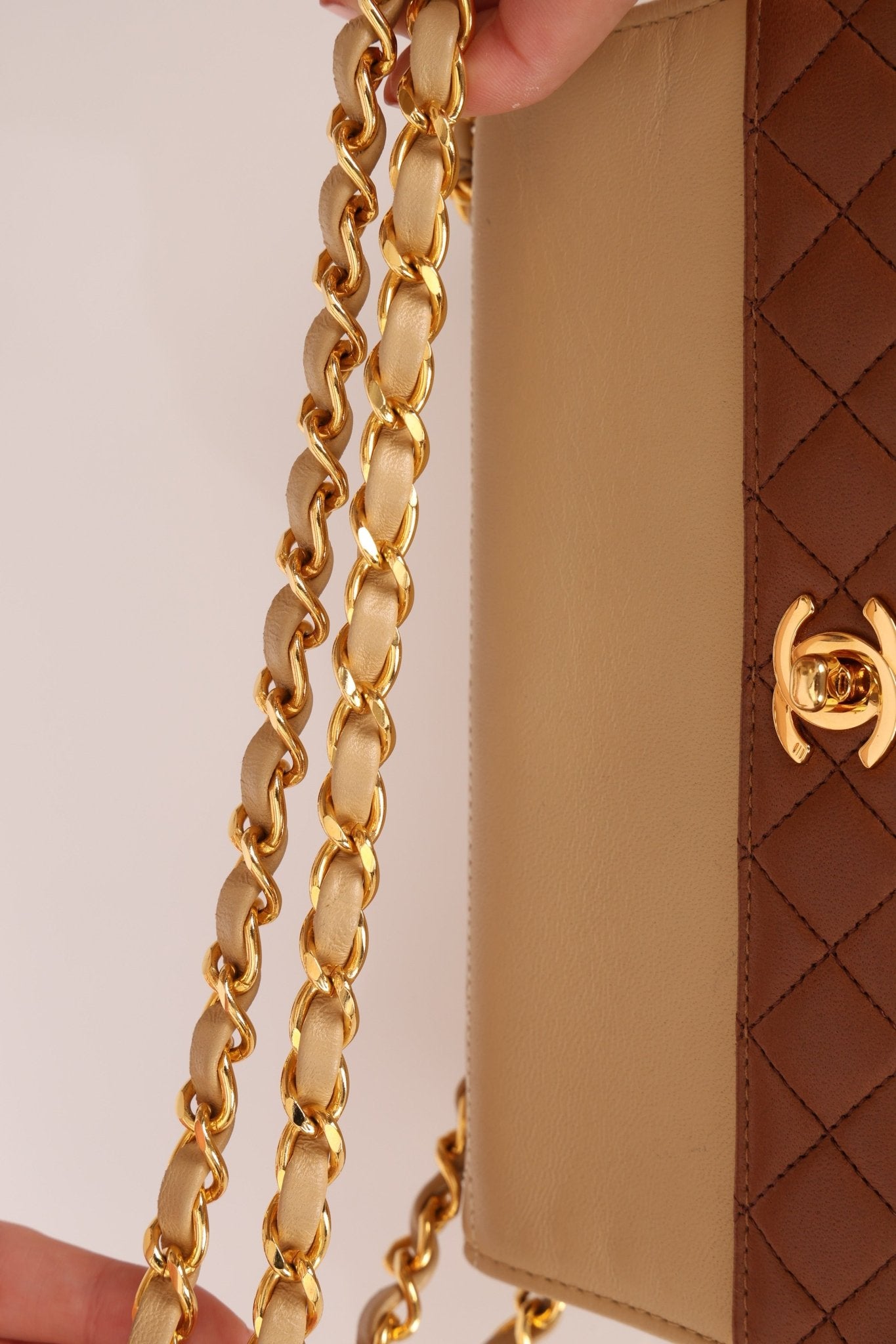 Chanel 1989 Lambskin Two - Tone Trapezoid Single Flap w/ Cardholder - FashioNica