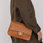 Chanel 1989 Light Carmel Lambskin Medium Classic Double Flap 24k GP - FashioNica