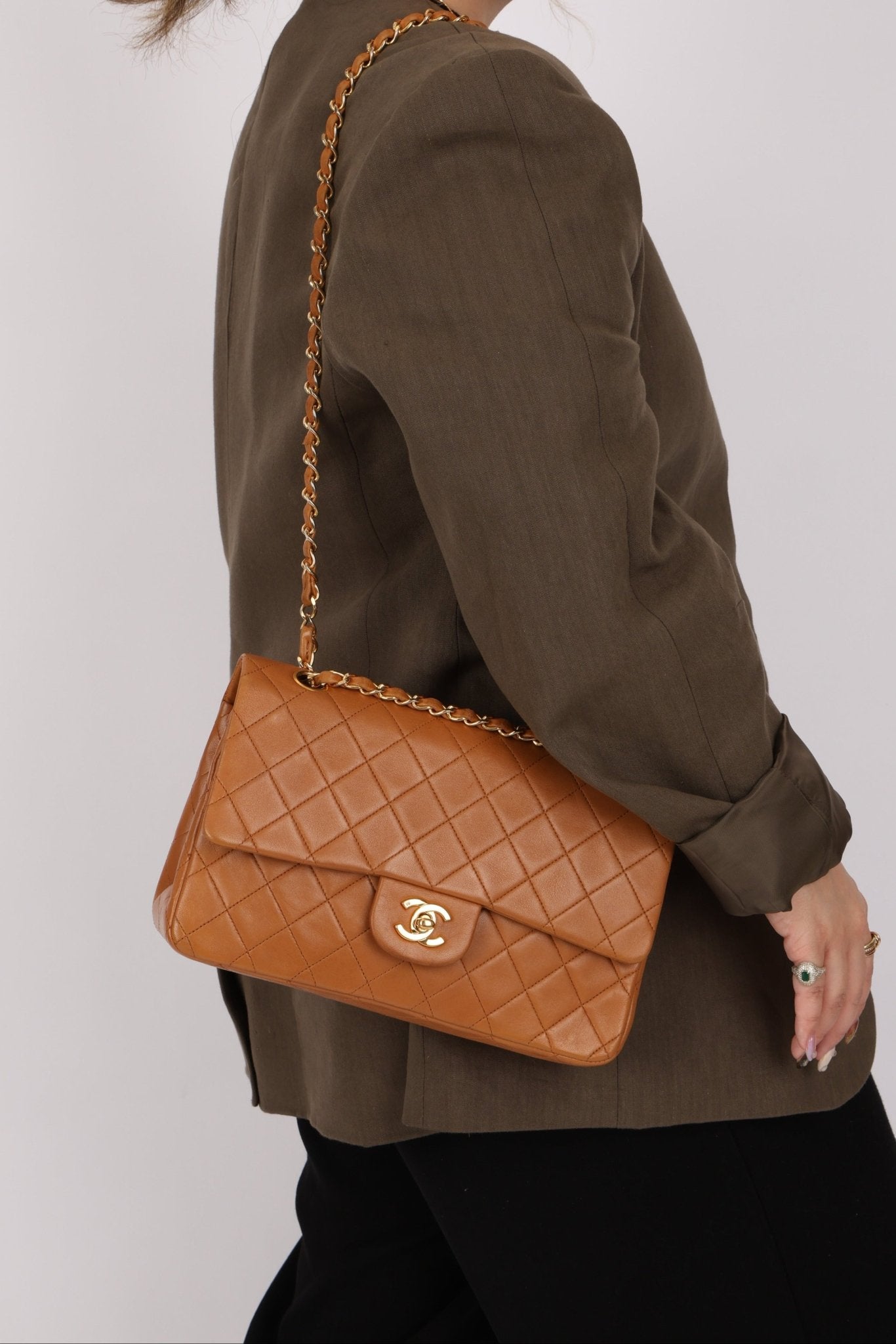 Chanel 1989 Light Carmel Lambskin Medium Classic Double Flap 24k GP - FashioNica