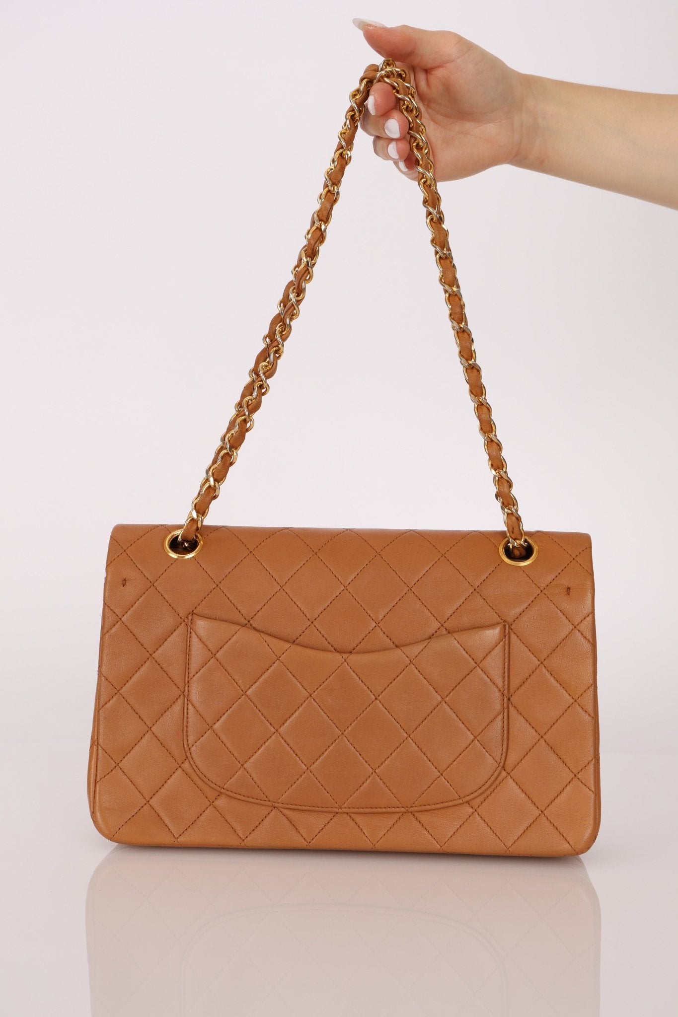 Chanel 1989 Light Carmel Lambskin Medium Classic Double Flap 24k GP - FashioNica