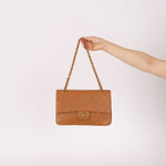 Chanel 1989 Light Carmel Lambskin Medium Classic Double Flap 24k GP - FashioNica