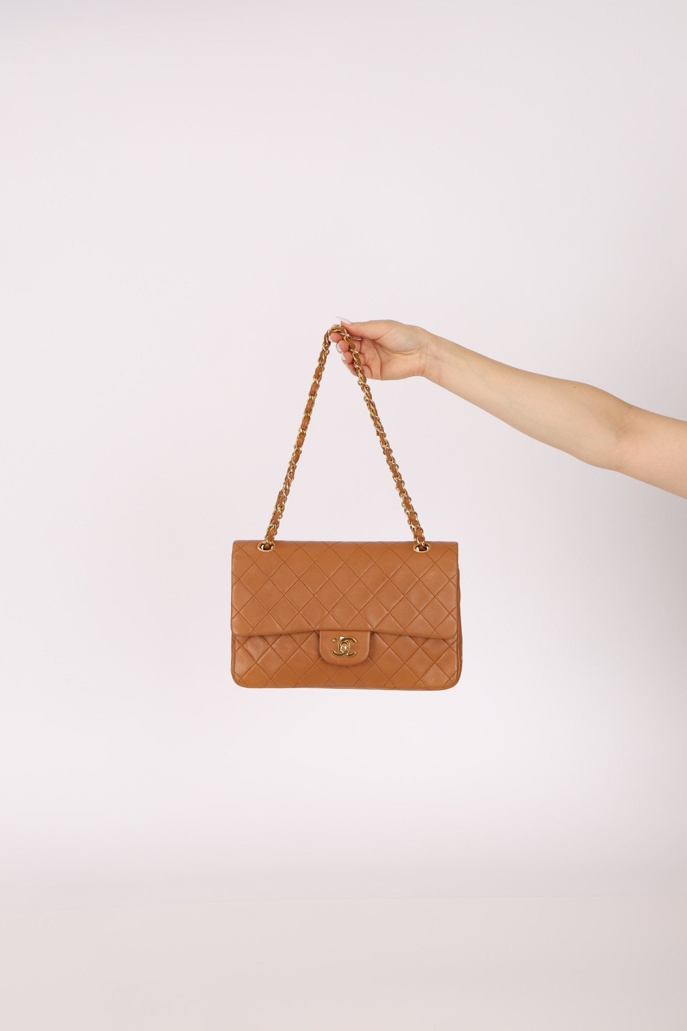 Chanel 1989 Light Carmel Lambskin Medium Classic Double Flap 24k GP - FashioNica