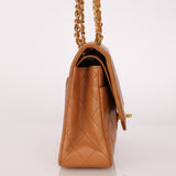 Chanel 1989 Light Carmel Lambskin Medium Classic Double Flap 24k GP - FashioNica