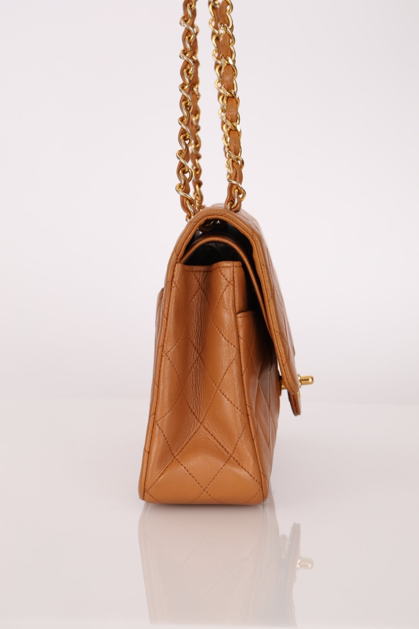 Chanel 1989 Light Carmel Lambskin Medium Classic Double Flap 24k GP - FashioNica